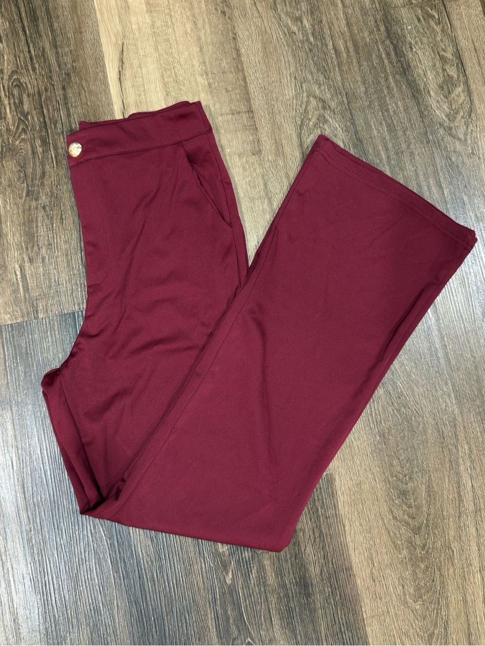 Burgundy High Waist Flare Dress Pants - Women’s Wide Leg Bell Bottom Trousers